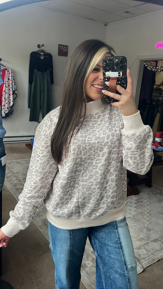 Leopard Mockneck Sweatshirt