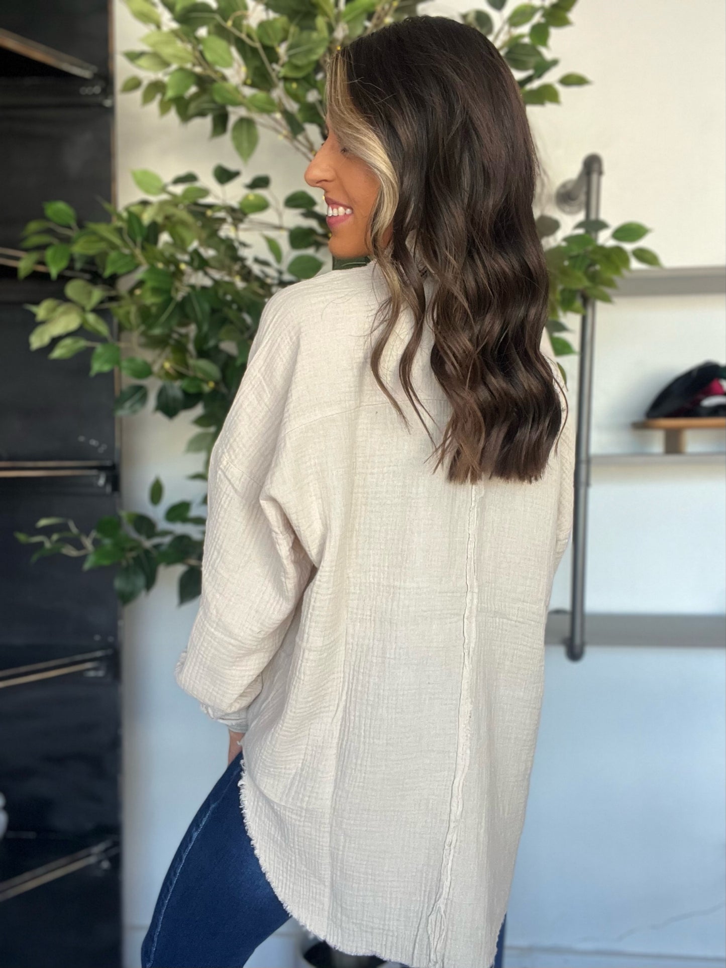 Fancy Like Button Up, Sand Beige