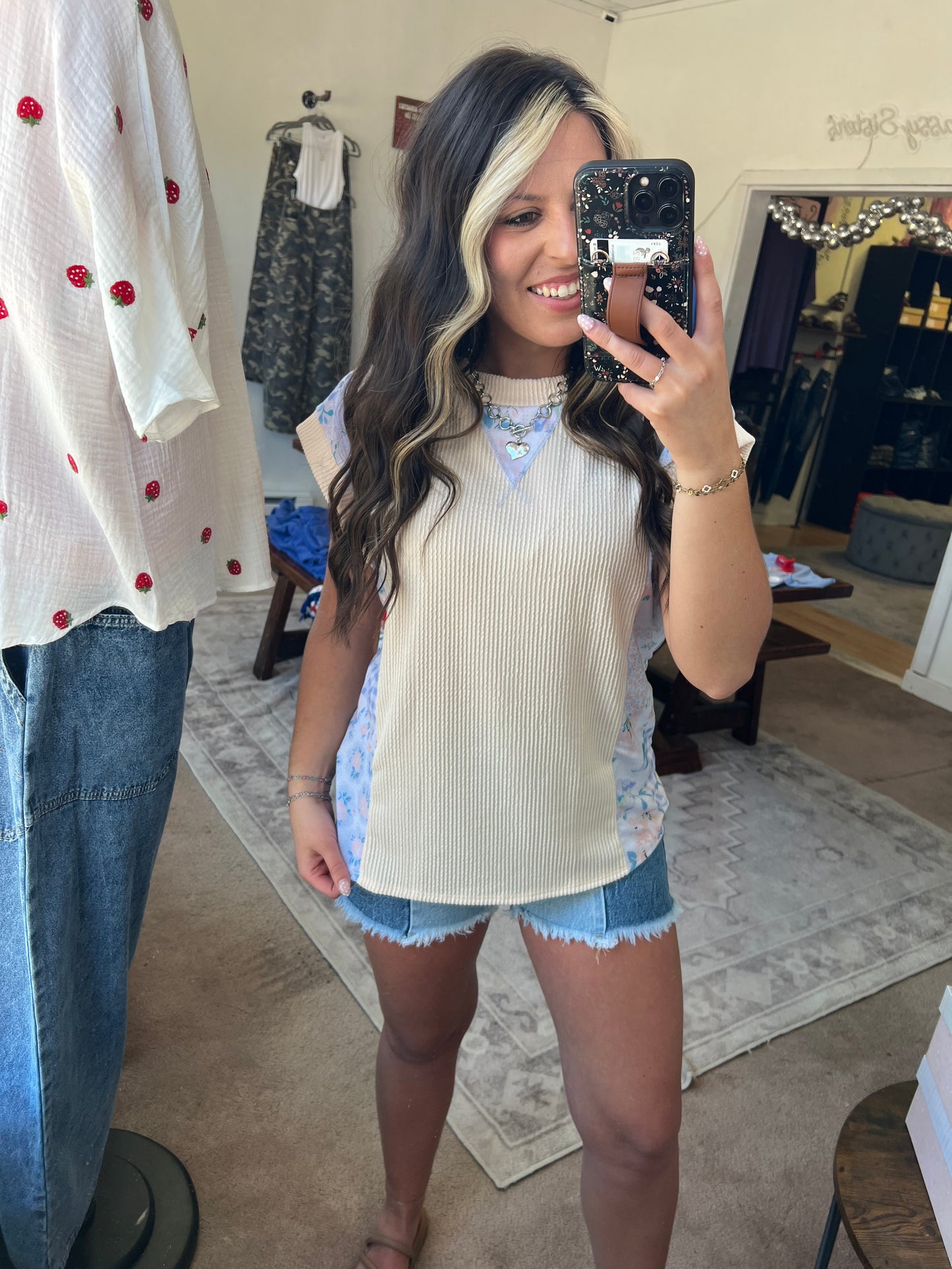 Raised Rib with Floral Patchwork Top