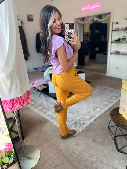 Pleated Pants, Gold Mustard