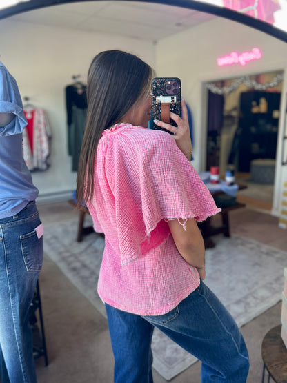 Mineral Wash Gauze Blouse, Pink