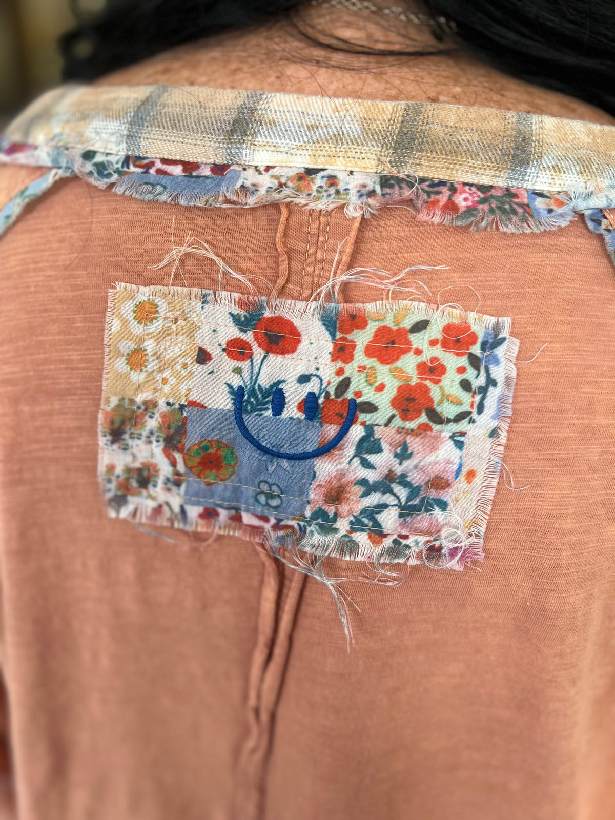 Peach Multi Print Oversized Top
