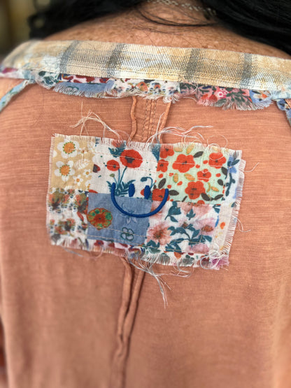 Peach Multi Print Oversized Top