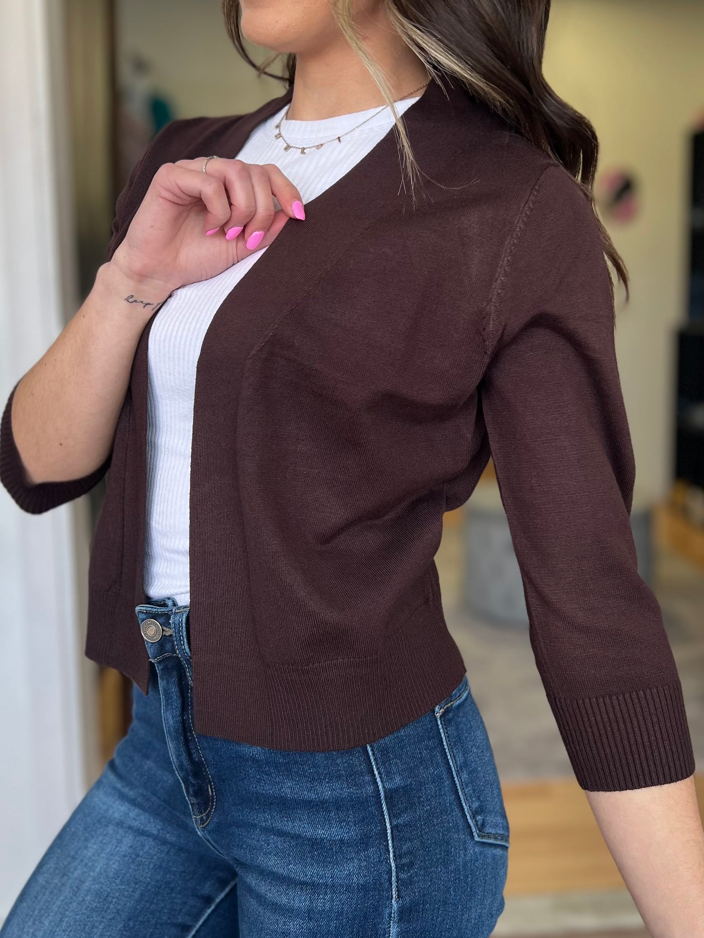 Timeless SHORT Cardigan, Brown