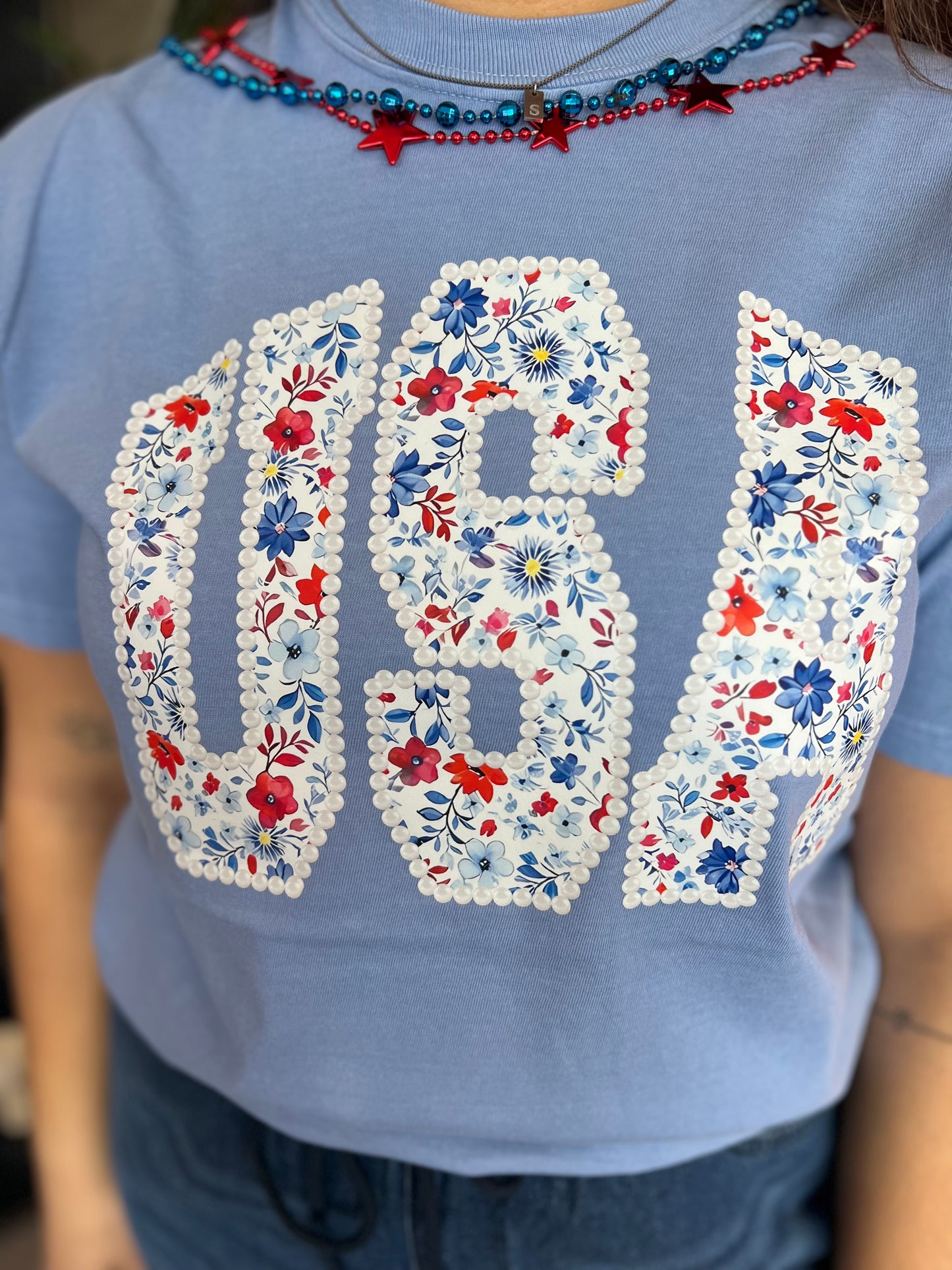 USA Floral Tee