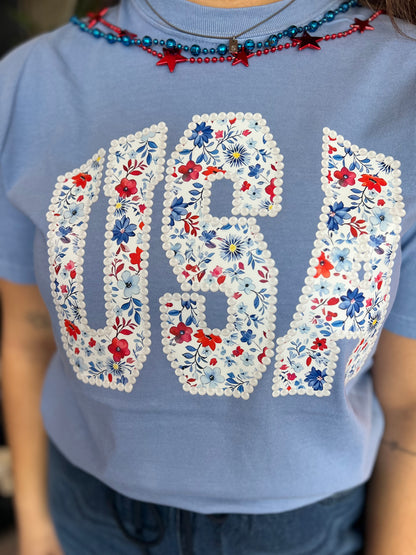 USA Floral Tee