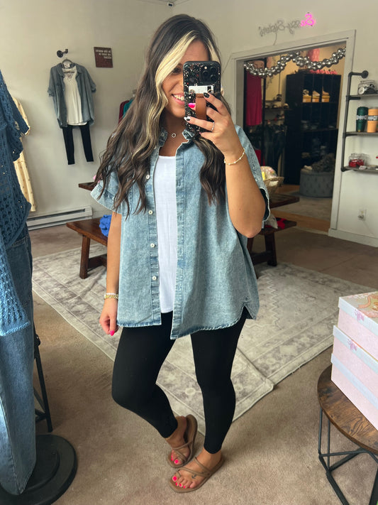 Short Sleeve Chambray Top