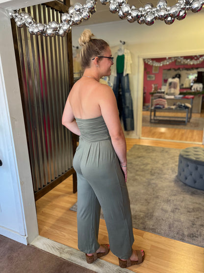 Tube Top Jumpsuit, Olive