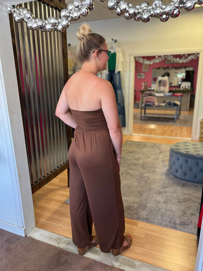 Strapless Jumpsuit, Chocolate