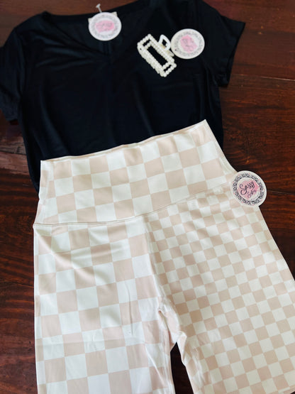 Everyday Biker Shorts, Tan Checkered