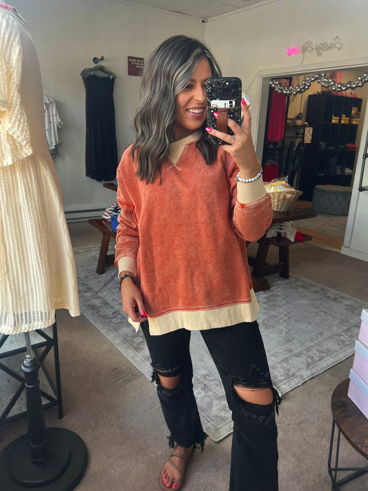 Crew Pullover, Burnt Orange