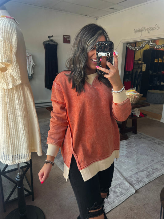 Crew Pullover, Burnt Orange