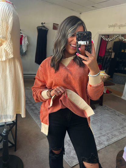 Crew Pullover, Burnt Orange