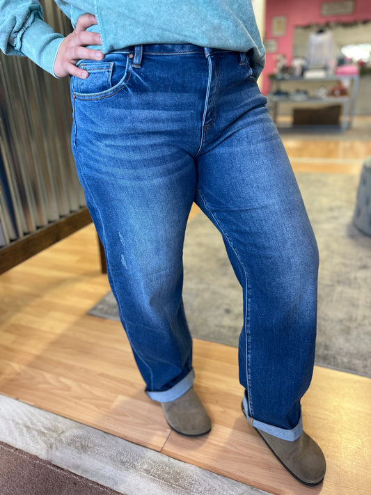 Lindsey Mid Rise Barrel Jean, RISEN
