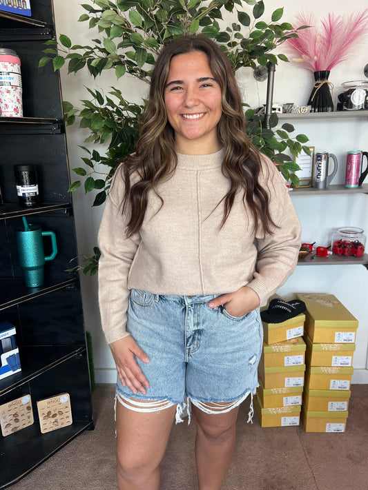 JB High Rise Dad Short, Light Wash