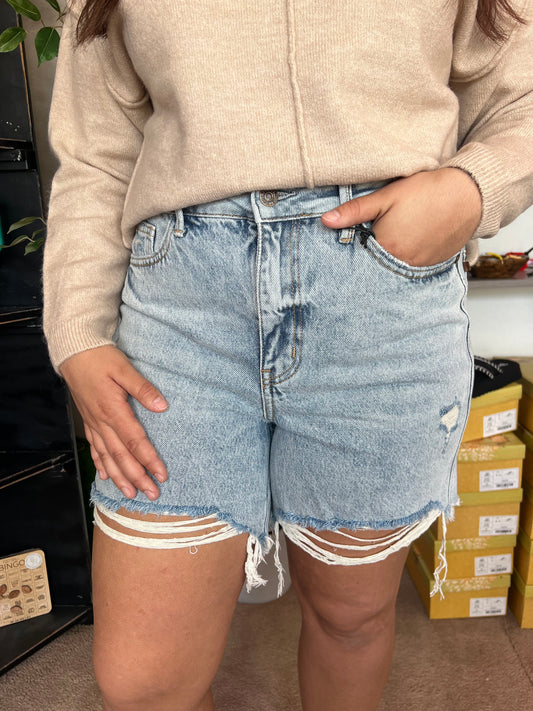 JB High Rise Dad Short, Light Wash