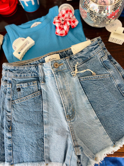 Two-Tone Ultra High Rise Shorts, KanCan