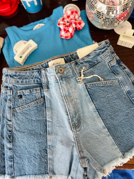 Two-Tone Ultra High Rise Shorts, KanCan