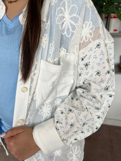 Floral/Lace Patchwork Button Up