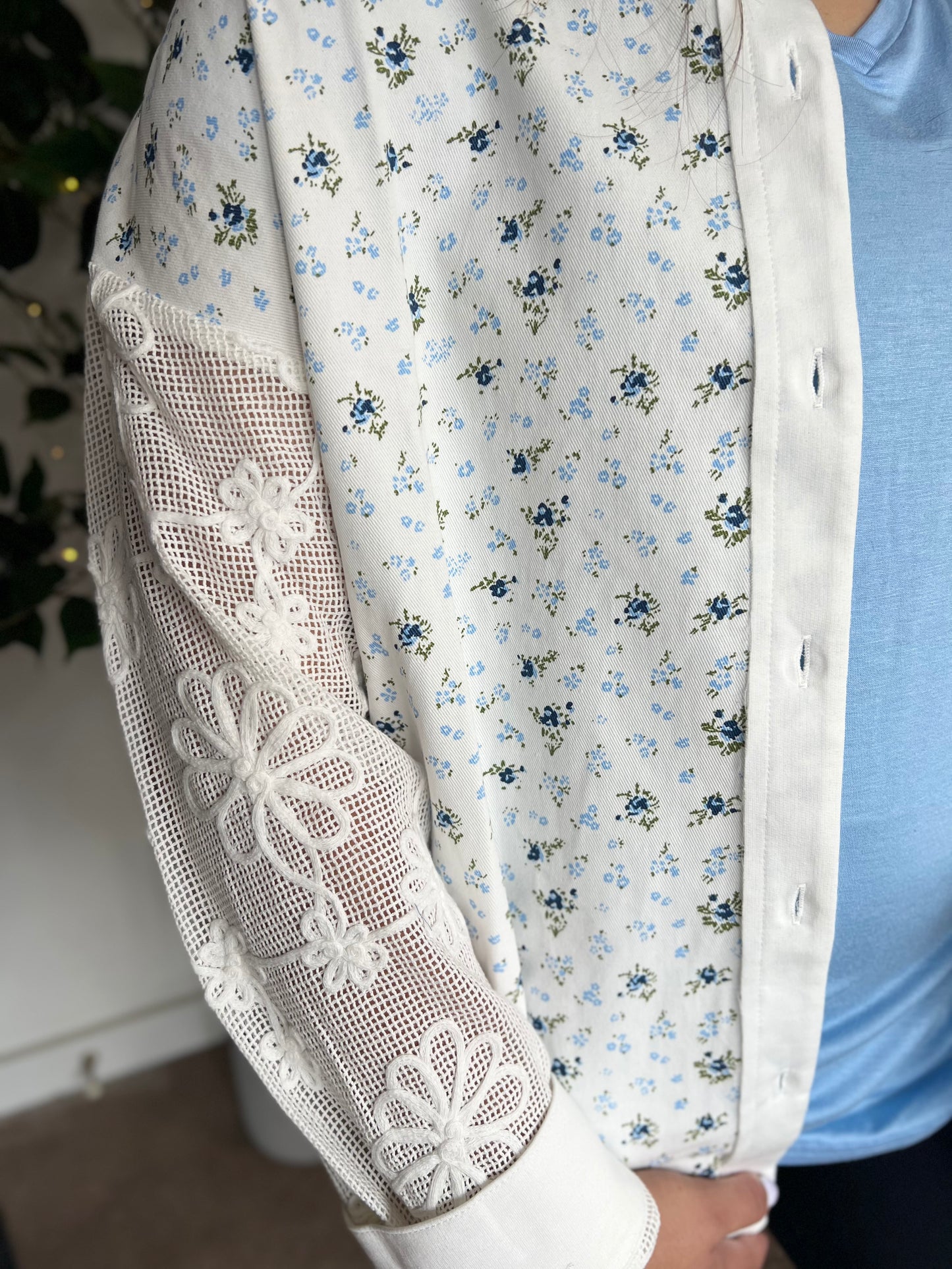 Floral/Lace Patchwork Button Up