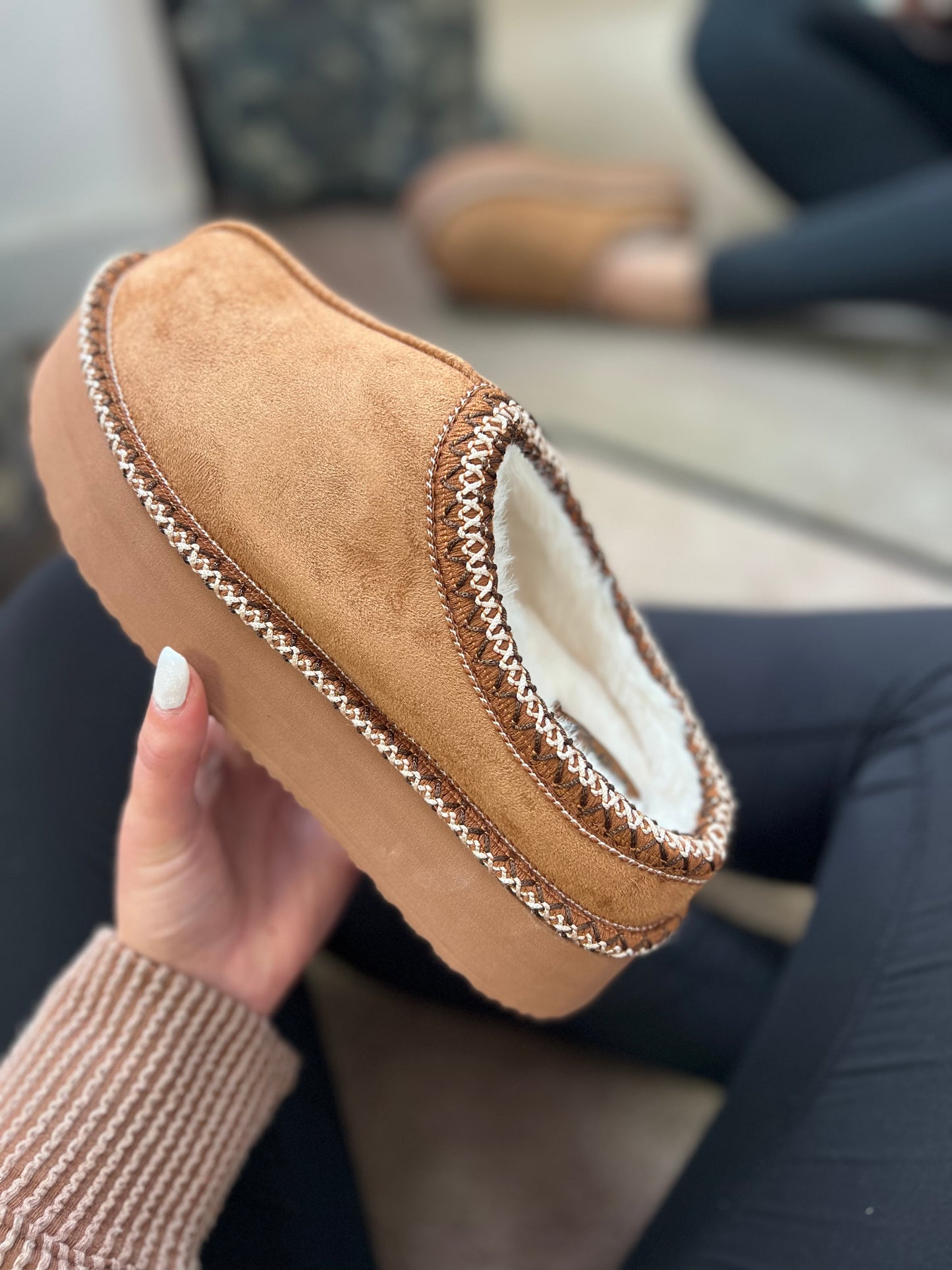 Platform Slipper, Tan