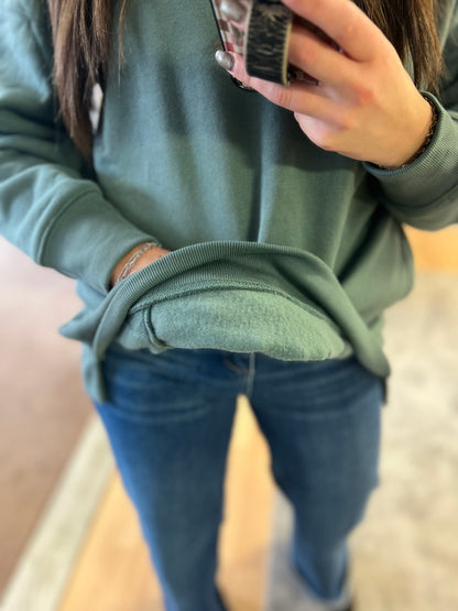 Fleece Pullover, Olive CURVY SIZES!