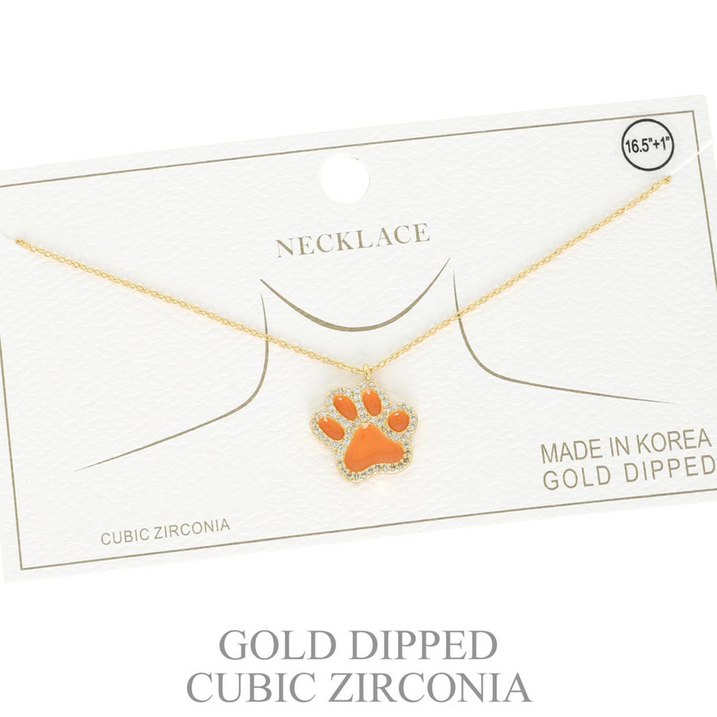 Paw Necklace, Orange