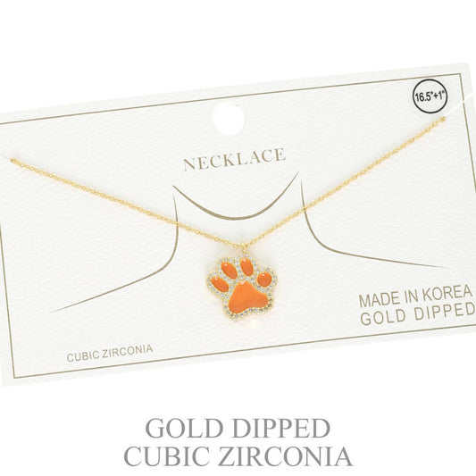 Paw Necklace, Orange