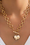 Hammered Heart Toggle Necklace, Gold