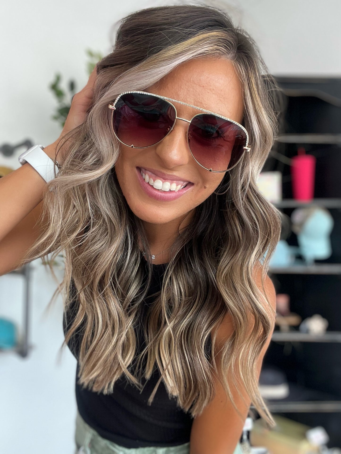 Dazzle Aviator Sunglasses, Brown