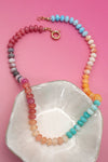 Natural Stone Necklace, Pink/Blue