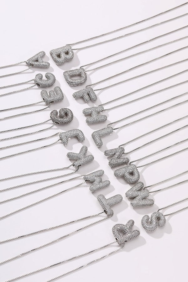 Bubble Initial Necklace, Silver