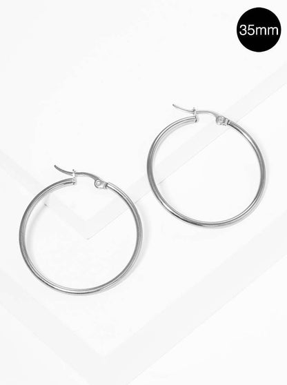 Stainless Steel Hoop Earrings, Silver